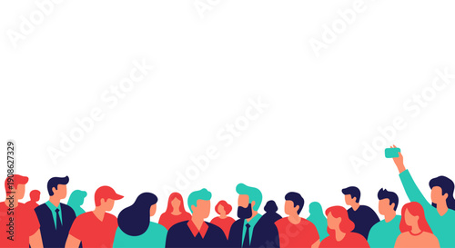 Diverse crowd of people illustration with copy space