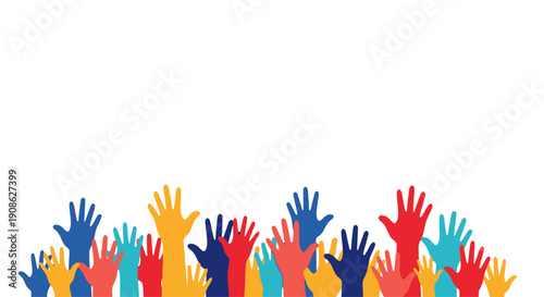 Diverse Hands Raised in Unity