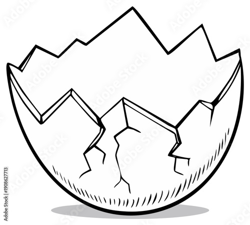Cracked eggshell cartoon vector illustration