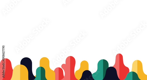 Diverse Crowd Abstract Shapes Background with Copy Space
