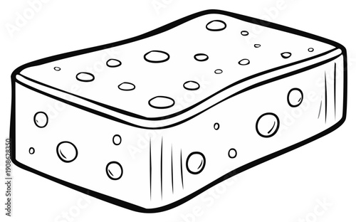 Cartoon outline of cleaning sponge with holes
