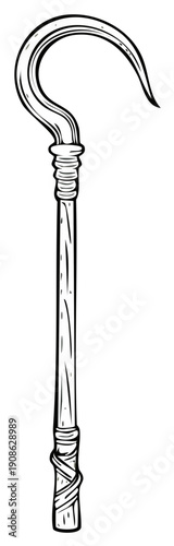 Ancient Egyptian Crook and Flail Symbol Staff Outline