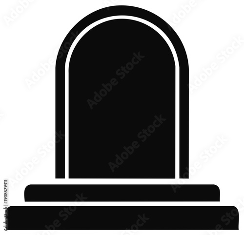 Silhouette of a tombstone with a rounded top and a stepped base