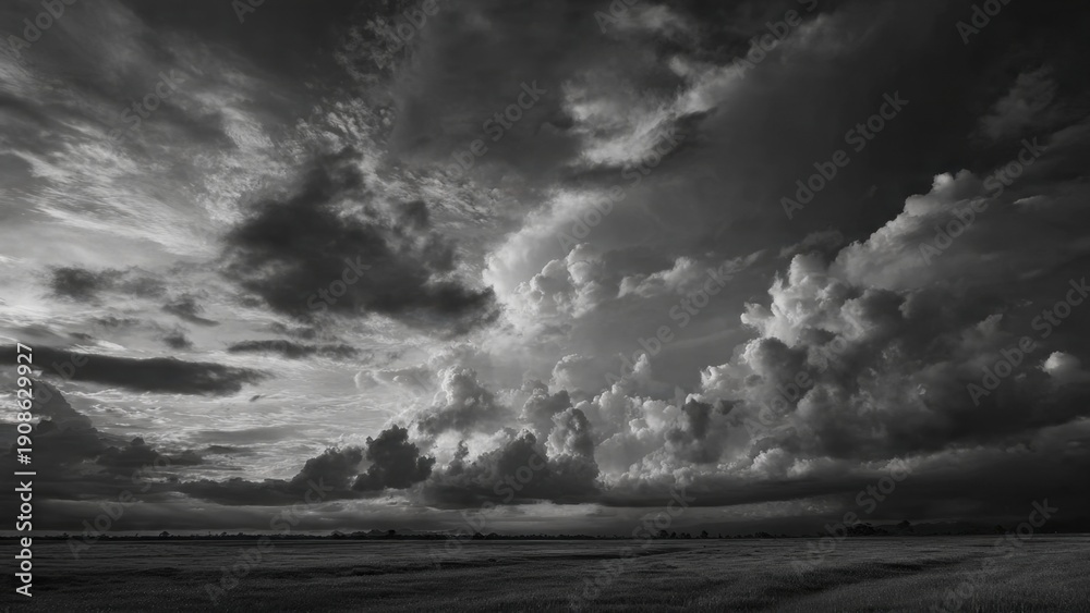 Obraz premium Dramatic storm clouds over vast landscape
