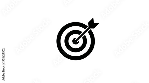 Target with Arrow Hitting Bullseye Icon. Symbolizing Goal Achievement, Business Success, Accuracy, Precision, and Focus.