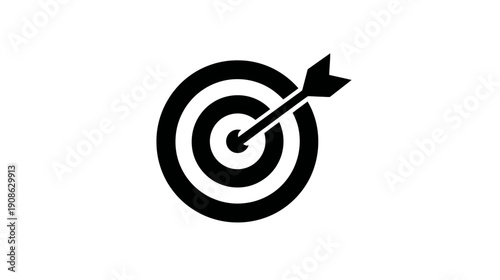 Target with Arrow Hitting Bullseye Icon - Business Goal Achievement, Success, Accuracy, Marketing Strategy Symbol