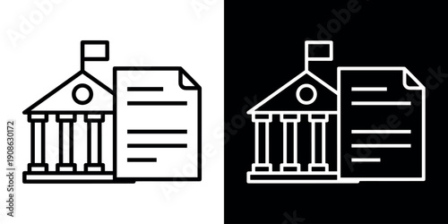 Government icon concept in flat black and white style on clean background vector illustration design