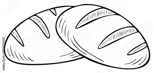 Sketch of Two Loaves of Bread with Slits on Top
