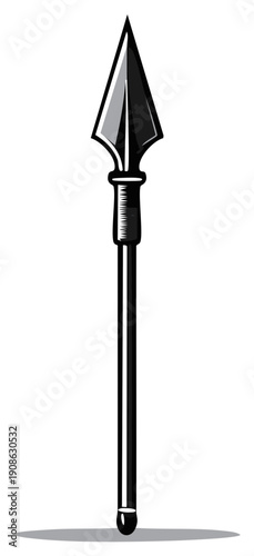 Vintage Style Iron Spear Weapon With Sharp Pointed Head - Ancient Warrior Weaponry