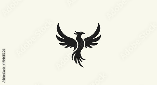 Black phoenix symbol on light background