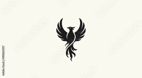Black phoenix symbol on light background