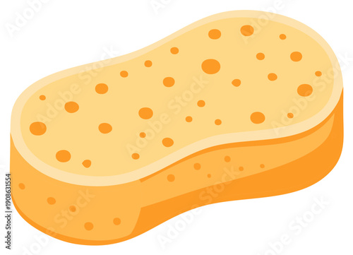 Cartoon illustration of a yellow cleaning sponge for household chores
