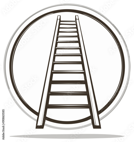 Illustration of a ladder on a white background, success concept and career advancement, step up, stair ladder art