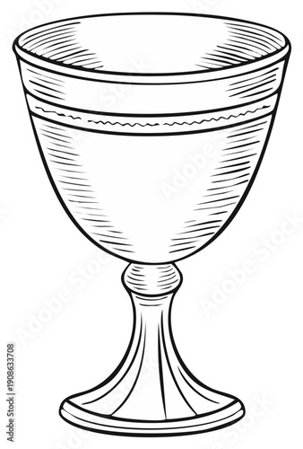 Vintage goblet illustration in a hand drawn sketch style Antique chalice line art