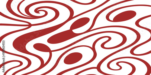 Seamless vector design featuring an abstract pattern of red hearts and swirling flowers on a vintage floral texture backdrop for decorative fabric wallpaper and art