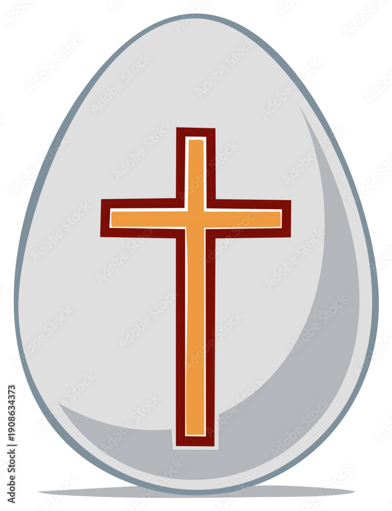 Fototapeta premium Religious Easter egg icon with a Christian cross symbol vector illustration for the holiday