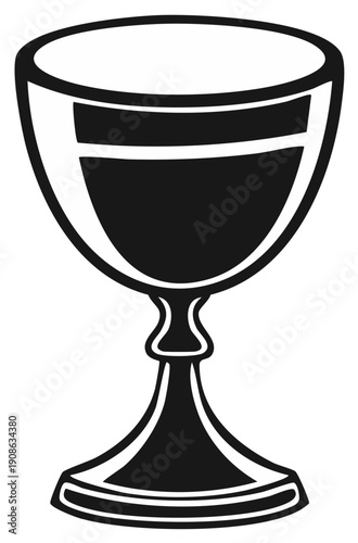 Antique goblet filled with wine simple black and white vector illustration