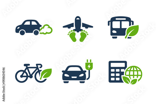 Carbon travel icon image bicycle vector text airplane numbers scalable leaf simple
