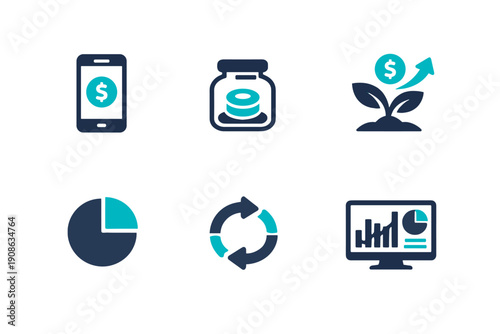 No text pie image vector sprout chart icon deposit generation labels white