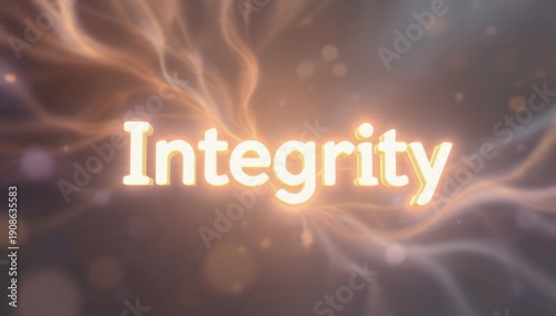 Integrity Text Glowing Over Abstract Background