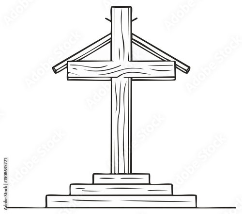 Wooden Cross Illustration Depicting Christian Symbolism