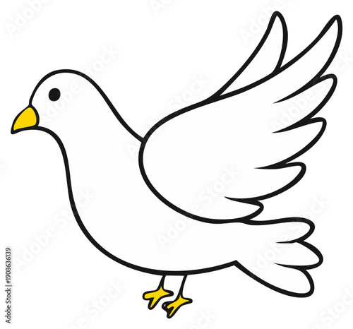 Elegant Bird Illustration Flying with Open Wings Simple Design Symbolic of Peace or Freedom