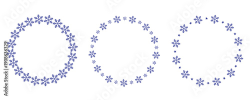 Snowflakes circle frame collection for decoration