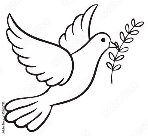 Dove flying with olive branch in beak symbolizes peace hope and freedom vector illustration