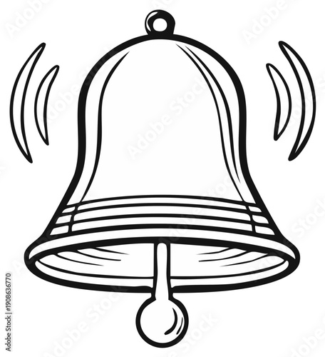 Illustration of a ringing bell with sound waves