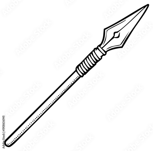 Ancient Spear Weapon Outline Illustration Vector Graphic