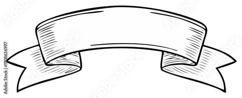 Hand Drawn Ribbon Banner Empty Space for Text