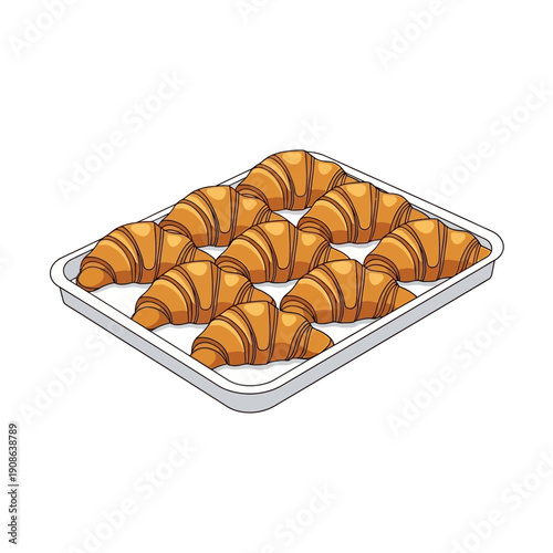 Freshly Baked Croissants on a Baking Tray - Delicious Pastry Breakfast