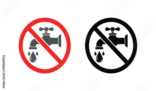 No water usage signs with red and black icons