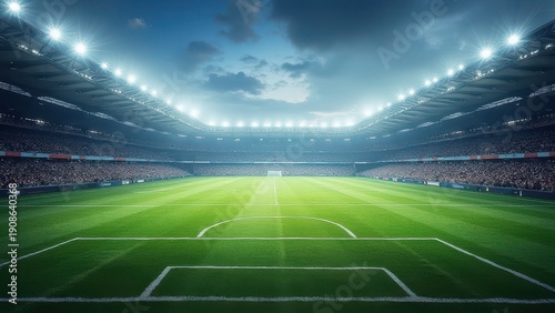 Professional soccer field stadium background
