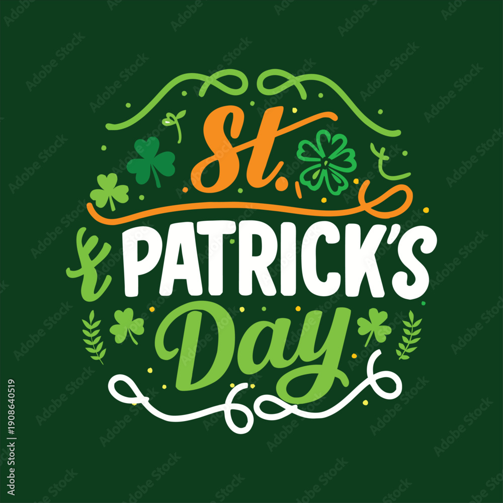 Naklejka premium St. Patrick's Day Celebration with Shamrocks and Decorative Elements.