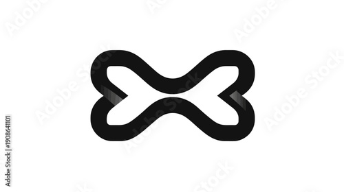 Modern abstract black infinity symbol loop on clean white background. Seamless figure eight shape, conceptual graphic design element.