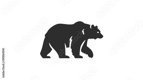 Majestic walking bear silhouette vector illustration. Wild animal graphic icon, strength and nature symbol isolated on white background.
