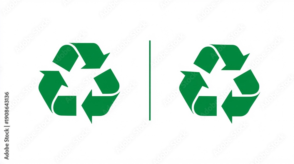 Obraz premium Green Recycle Symbols on White Background Representing Sustainability and Environmental Awareness