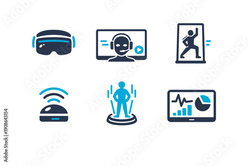 Trainer mirror icons white icon scalable fitness letters screen vector futuristic holographic