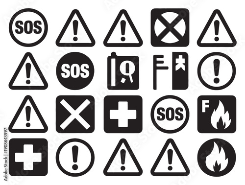 Exclamation mark icon isolated on transparent background. Precautions circle symbol design. Emergency Warning Sign collection vector illustration. 