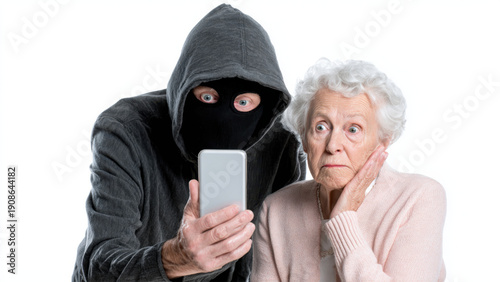Phishing attack on elderly victim recognizing phishing mail scams in digital environments