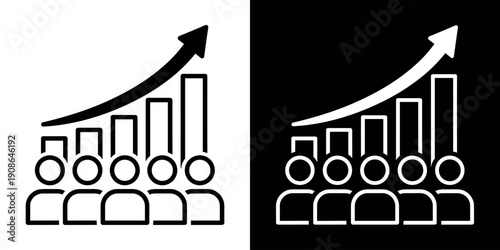 Population icon concept in flat black and white style on clean background vector illustration design