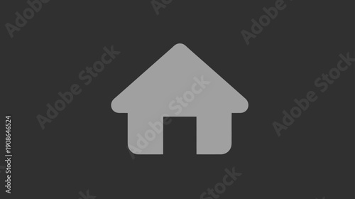 Minimalist gray house icon on dark background, simple home symbol for user interface, navigation, and residential concepts.