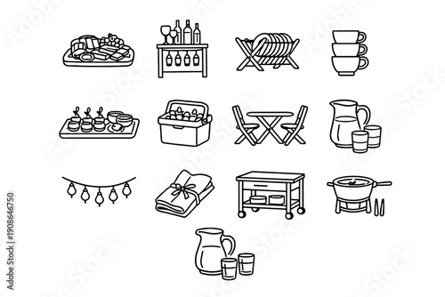Hanging kitchen station generation image simple cups mini narrow cooler icon vector