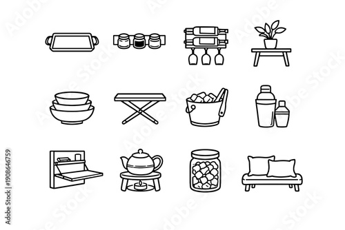 Simple throw serving jar ice magnetic table icon bench cocktail image generation