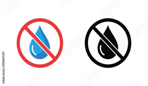 No water or drinking icons with prohibition signs