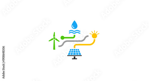 Eco Friendly Energy Solutions Icon Set.