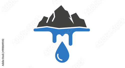 Glacier Ice Melting Water Drop.