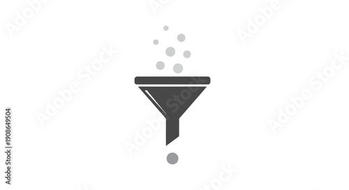 Funnel with particles dropping through.