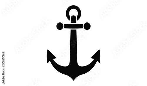 Black anchor symbol on nautical icon